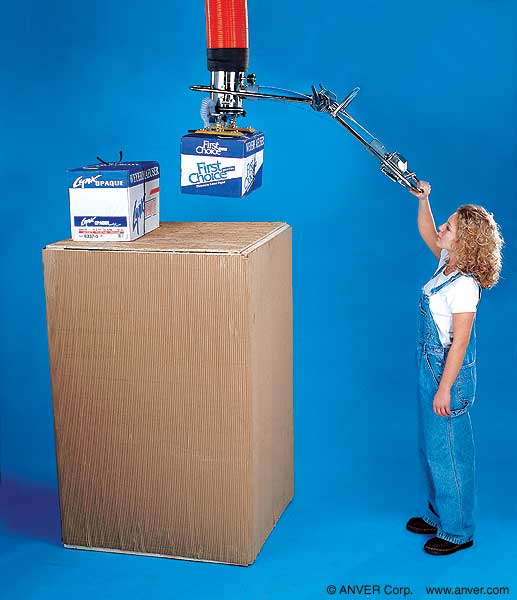 ANVER VT180 Vacuum Tube Lifting System with Extended Length Handle and Two Pad Box Lifting Attachment