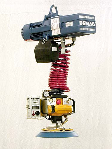 VM Series Vacuum Lifting System with Variable Speed Electric Chain Hoist and Single Vacuum Attachment Pad