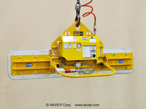 ANVER Two Pad Air Powered Vacuum Lifter with Foam Pads and Gravity Tilt for Lifting Stone Slabs 8 ft x 4 ft (2.4 m x 1.2 m) up to 1500 lb (680 kg)