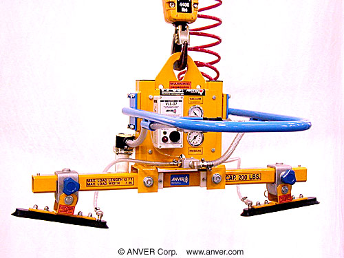 ANVER Two Pad Air Powered Vacuum Lifter with Special Oval Cups for Lifting Steel Bars 12 ft x 1 ft )3.7 m x 0.3 m) up to 200 lb (91 kg)