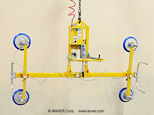 ANVER Four Pad Electric Lifter with Powered Tilt for Lifting Stone Slabs 12 ft x 6 ft (3.7 m x 1.8 m) up to 1000 lb (454 kg)