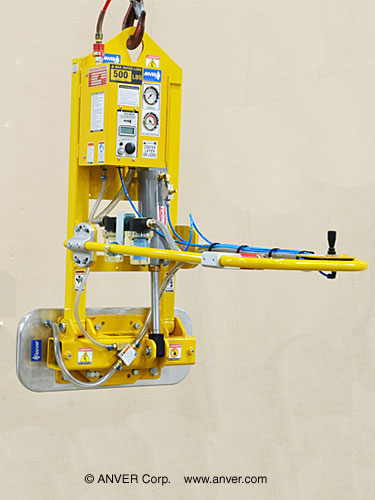 ANVER Single Pad Air Powered Vacuum Lifter with Powered Tilt and Foam Pad for Lifting & Tilting Smooth Stone Slabs up to 500 lb (227 kg)