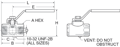 Vented Locking Vacuum Ball Valve Diagram