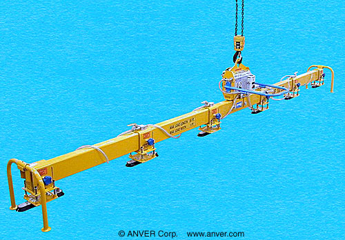 ANVER Six Pad Electric Powered Custom Vacuum Lifter for Lifting & Handling Steel Bars 20 ft x 1 ft (6.1 m x 0.3 m) up to 1000 lb (454 kg)