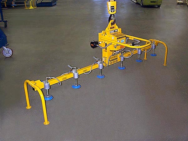 ANVER Custom Six Pad Electric Powered Vacuum Lifter for Lifting Ceramic Brick 10 in. x 81 in. (254 mm x 2.0 m) weighing up to 150 lb (68 kg)