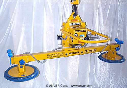 ANVER Two Pad Electric Powered Vacuum Lifter for Lifting Copper Plate, 12 ft x 6 ft (3.6 m x 1.8 m) up to 2000 lb (907 kg)