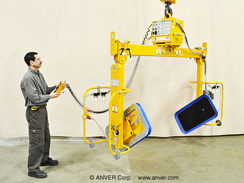 ANVER Two Pad Electric Powered Side Gripping Vacuum Lifter with Powered Rotation