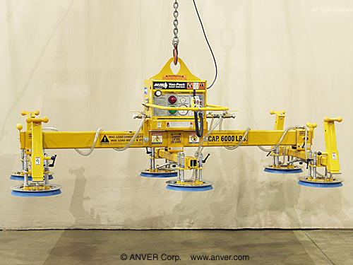 Six Pad Electric Powered Vacuum Lifter with Adjustable Crossarms Model ...