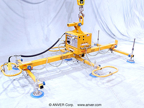 Six Pad Electric Powered Vacuum Lifter with Adjustable Crossarms Model ...