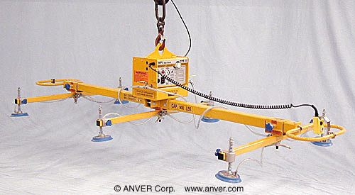 Six Pad Electric Powered Vacuum Lifter with Adjustable Crossarms Model ...