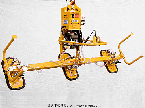ANVER Three Pad Electric Powered Vacuum Lifter with Powered Tilt and Foam Pads