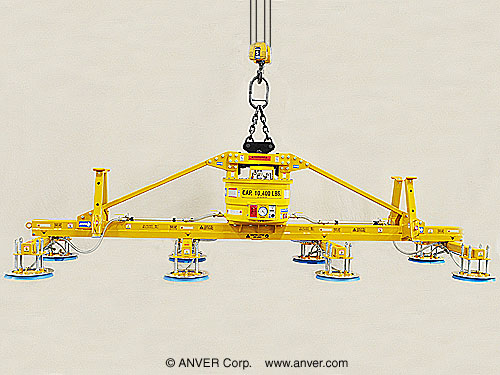 ANVER Mechanical Vacuum Generator with Eight Pad Lifting Frame for Lifting & Handling Steel Sheet and Plate 12 ft x 6 ft (3.7 m x 1.8 m) up to 800 lb (363 kg)