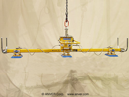 ANVER Three Pad Self-Powered Mechanical Vacuum Lifter for Lifting & Handling Steel Sheet 12 ft x 6 ft (3.7 m x 1.8 m) weighing up to 2200 lb (998 kg)