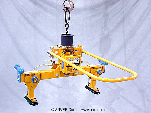 ANVER Mechanical Vacuum Generator with Custom Two Pad Lifting Frame for Lifting & Handling Metal Sheet 5 ft x 2 ft (1.5 m x 0.6 m) up to 250 lb (113 kg)