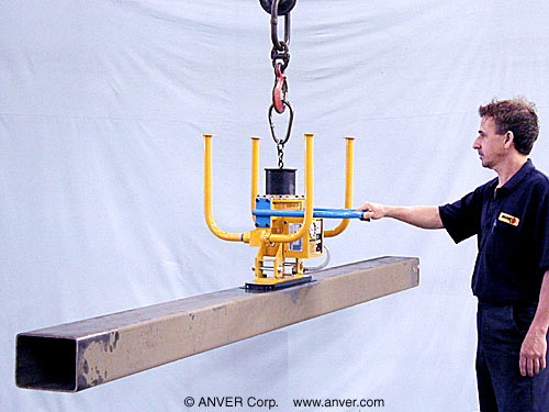 ANVER Self-Powered Mechanical Vacuum Generator with Single Oval Pad Attachment for Lifting & Handling Narrow Metal Items up to 100 lb (454 kg)