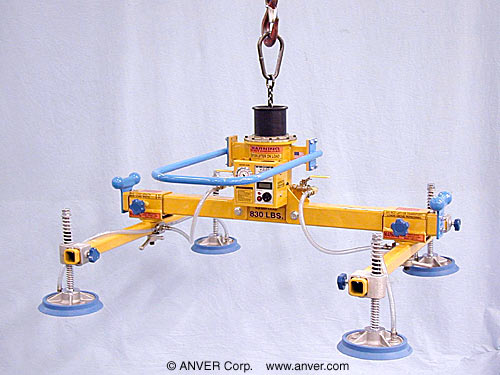 ANVER Four Pad Mechanical Vacuum Lifter for Lifting Steel Plate 4 ft x 4 ft (1.2 m x 1.2 m) up to 830 lb (376 kg)