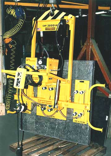 ANVER Three Pad Electric Powered Vacuum Lifter with Powered Tilter and Foam Pads for Stone Handling