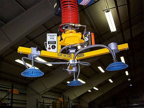 ANVER VM Vacuum-Hoist Lifting System with a Custom Three Pad Vacuum Attachment