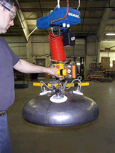 ANVER VM Vacuum-Hoist Lifting System with a Custom Three Silicone Vacuum Cup Vacuum Attachment