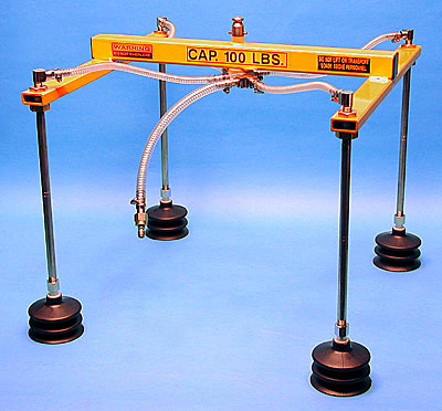 Vacuum Attachment with Four Fixed Bellows Vacuum Suction Cups and Cup Extensions for VM Lifting System