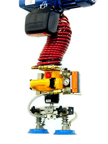Vacuum-Hoist Lifter with Four Pad Adjustable Vacuum Pad Attachment