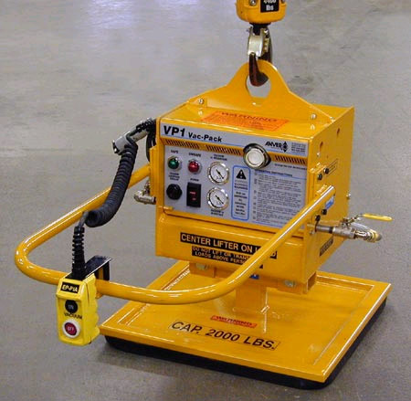 ANVER Single Pad Electric Powered Vacuum Lifter with Foam Pad for Lifting Concrete Slabs weighing up to 2000 lb (909 kg)