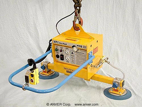 ANVER Electric Powered Vacuum Generator with two Pad Attachment for Handling Various Sized Mirrors up to 500 lb (227 kg)