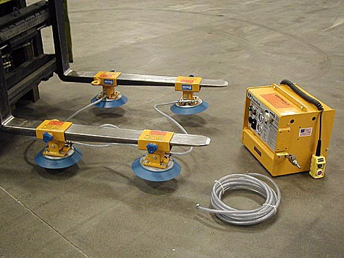 ANVER Electric Powered Remote Vacuum Generator with Special Fork-Mount Pads for Lifting and Transporting Steel Plate 48" x 48" up to 1000 lb