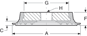 Drawing of VP Series Flat Vacuum Cup