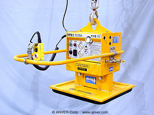 ANVER Electric Powered Vacuum Generator with Single Foam Vacuum Pad for Lifting & Handling Stone and Granite Blocks up to 2000 lb (907 kg)