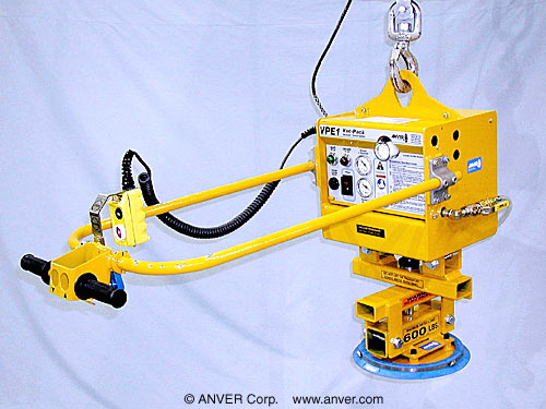 ANVER Electric Powered Vacuum Generator with Single Pad Attachment and 180° Rotation Adapter for Lifting & Handling Small Steel Blocks up to 600 lb (272 kg)