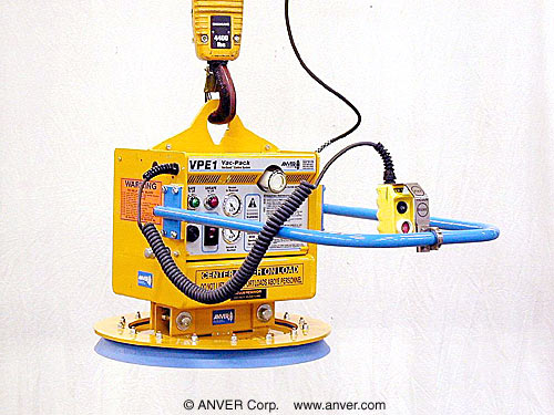 ANVER Electric Powered Vacuum Generator with Interchangeable Single Pad Attachment for Lifting Small Steel Plates up to 2000 lb (907 Kg)