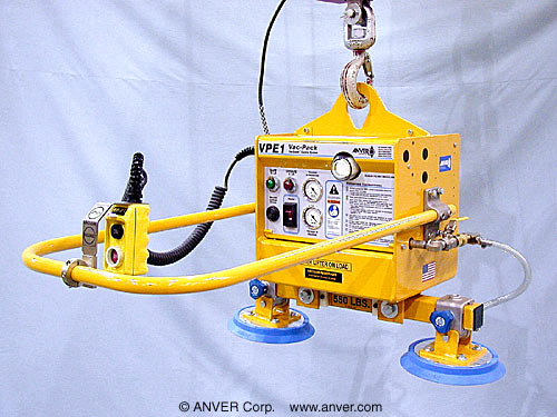 ANVER Electric Powered Vacuum Generator with Dual Pad Attachment for Lifting & Handling Small Steel Plate up to 550 lb (250 kg)
