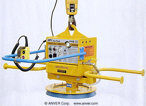 ANVER Electric Powered Vacuum Generator with Single Pad Attachment for Lifting Small Steel Plate up to 1550 lb (703 kg)