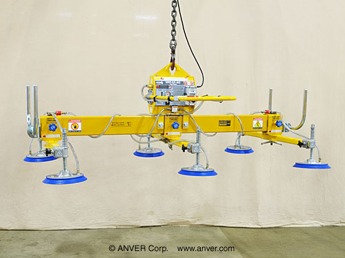 ANVER Six Pad Electric Powered Vacuum Lifter for Lifting Steel Sheets 10 ft x 6 ft (3.1 m x 1.8 m) up to 3000 lb (1361 kg)