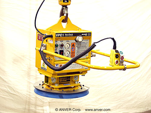 ANVER Electric Powered Vacuum Generator with Interchangeable Single Pad Attachment for Lifting & Handling Small Metal Plates up to 15500 lb (703 kg)