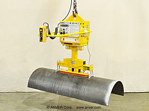 ANVER One Pad Electric Powered Vacuum Lifter with Oval Cups for  Cylindrical Loads 1' to 2'; Diameter (.3m x .6m) x 4' to 12'; Long (1.2m x 3.7m), weighing up to 200 lbs (91kg)