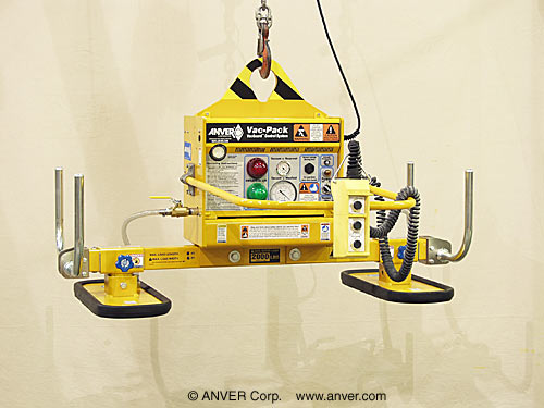 ANVER Electric Vacuum Generator with Two Foam Pad Lifting Frame for Lifting & Handling Cut Limestone Slabs 8 ft x 6 ft (2.4 m x 1.8 m) up to 2000 lbs (907 kg)