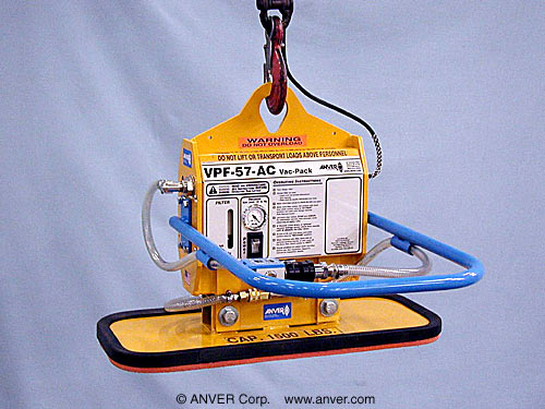 ANVER Electric Powered Vacuum Generator with Single Foam Pad Attachment for Lifting & Handling Stone Slabs up to 1500 lb (680 kg)