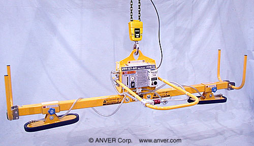 ANVER Electric Powered Vacuum Generator with Two Adjustable Pads Inline Lifting Frame for Lifting & Handling Aluminum Beams 13 " x 8 " (32 cm x 2- cm) up to 40 ft (12.2 m) long, weighing up to 1000 lbs (454 kg)