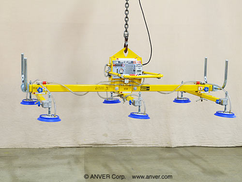 Six Pad Electric Powered Vacuum Lifter with Adjustable Crossarms Model ...
