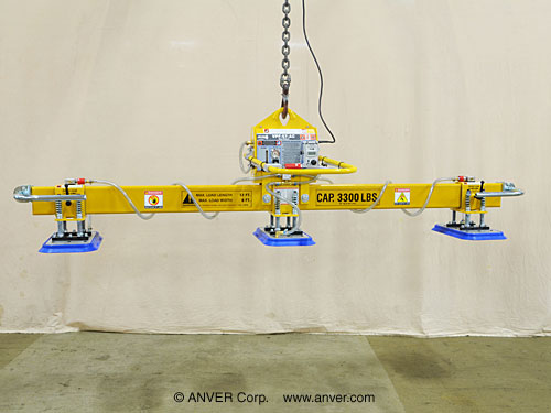 ANVER Three Pad Electric Powered Vacuum Lifter for Lifting Steel Sheets, 10 ft x 6 ft (3.0 m x 1.8 m) up to 3000 lb (1361 kg)