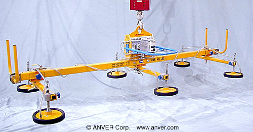 Six Pad Electric Powered Vacuum Lifter with Adjustable Crossarms Model ...