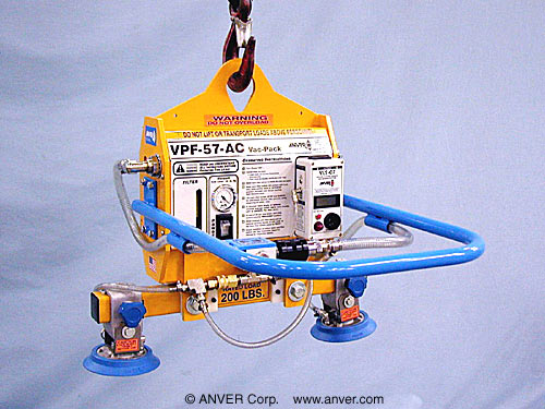 ANVER Electric Powered Vacuum Generator with Two Pad Vacuum Attachment for Lifting & Handling Small Steel Plates up to 200 lb (91 kg)