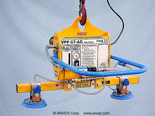 ANVER Electric Powered Vacuum Generator with Two Pad Vacuum Attachment for Lifting & Handling Small Steel Plate up to 300 lb (136 kg)