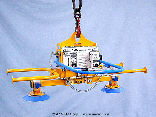 ANVER Electric Powered Vacuum Generator with Dual Pad Vacuum Attachment for Lifting & Handling Plastic Fiberglass Panels up to 500 lb (227 kg)