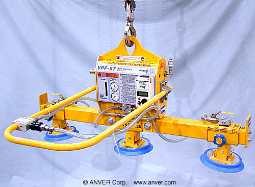 ANVER Air Powered Vacuum Generator with Three Pad Lifting Frame for Lifting & Handling Aluminum and Rubber Sheets 6 ft x 5 ft (1.8 m x 1.5 m) up to 750 lb (340 kg)