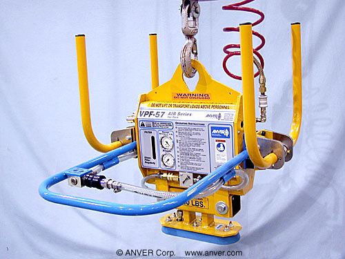 ANVER Air Powered Vacuum Generator with Single Oval Pad Attachment for Lifting & Handling Small Non-Porous Loads up to 250 lb (113 kg)