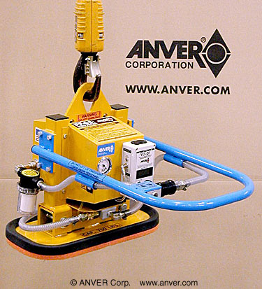 ANVER Single Pad Compressed Air Powered Vacuum Lifter for Lifting Small Stone and Concrete Slabs weighing up to 500 lb (225 kg)