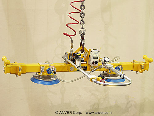 Air Powered Vacuum Generator / Lift Frame with Two Pad Lifting Frame for Lifting & Handling Corian Sheets 8 ft x 6 ft (2.4 m x 1.8 m) up to 1000 lbs (454 kg)